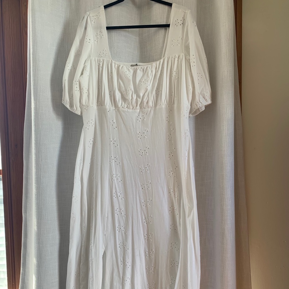 ASOS SQUARE NECK BRODERIE PRAIRIE MAXI DRESS